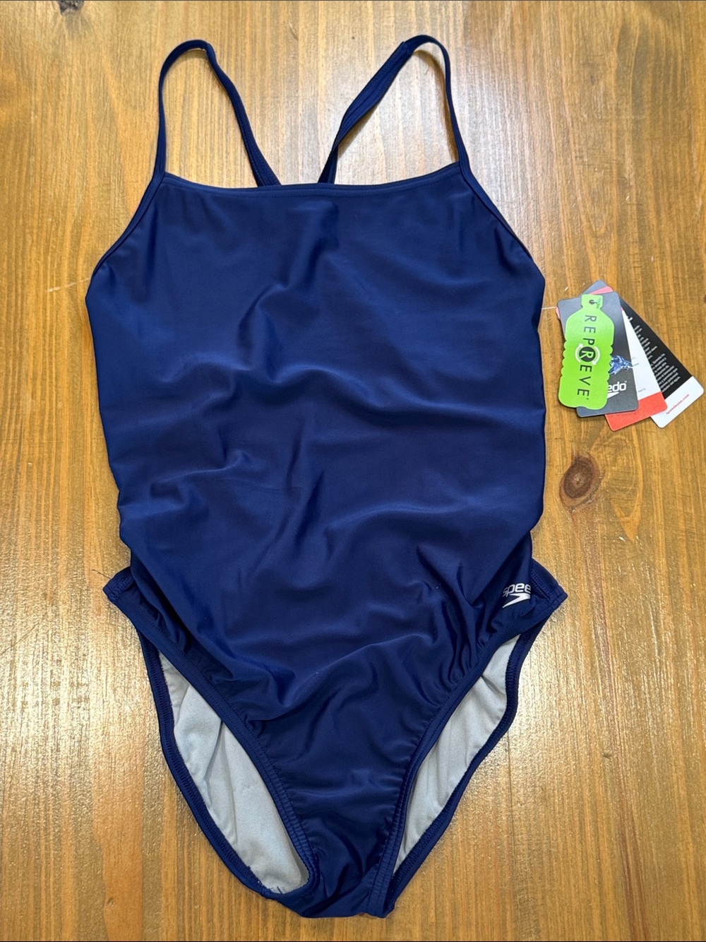 NWT - Speedo Solid Navy Blue Women's One-Piece Swimsuit - Peacoat